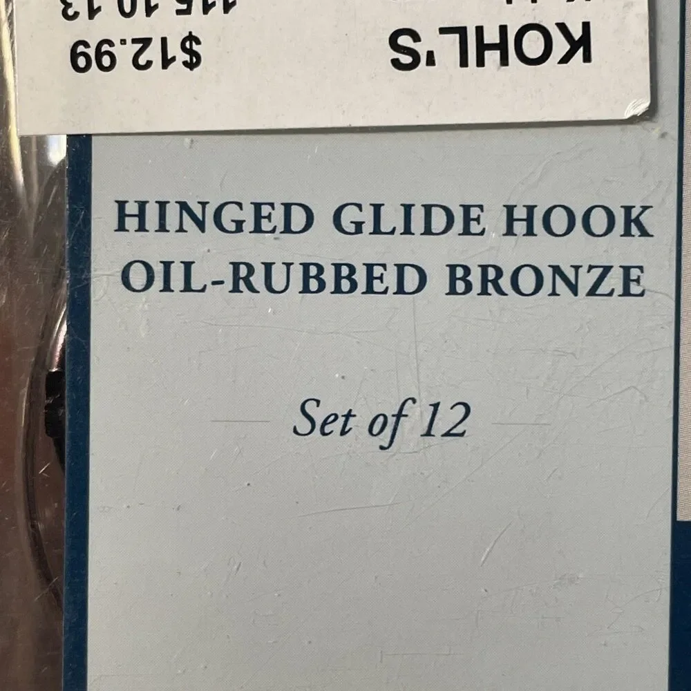 HInged Glide Hooks Oil Rubbed Bronze Set of 12 Shower Hooks NTW